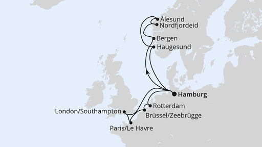 Routenverlauf Metropolen & Norwegen ab Hamburg