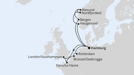 Routenverlauf Metropolen & Norwegen ab Hamburg