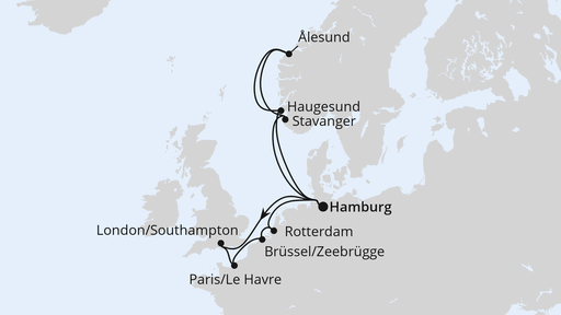 Routenverlauf Metropolen & Norwegen ab Hamburg