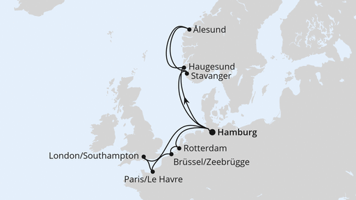 Routenverlauf Metropolen & Norwegen ab Hamburg