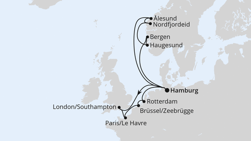 Routenverlauf Metropolen & Norwegen ab Hamburg