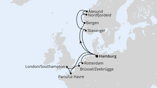Routenverlauf Metropolen & Norwegen ab Hamburg
