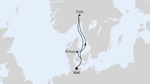 Routenverlauf Kurzreise zum Biathlon-Weltcup in Oslo ab Kiel