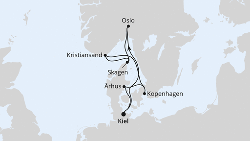 Routenverlauf Skandinavische Highlights ab Kiel