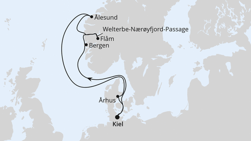 Routenverlauf Norwegen ab Kiel