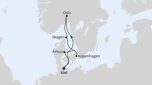 Routenverlauf Skandinavische Highlights ab Kiel