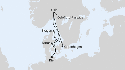 Routenverlauf Skandinavische Highlights ab Kiel