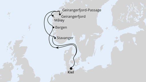 Routenverlauf Norwegens Welterbe ab Kiel 1