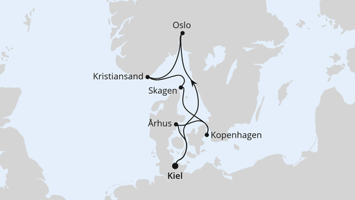 Routenverlauf Skandinavische Highlights ab Kiel