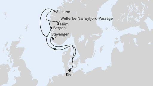 Routenverlauf Norwegens Welterbe ab Kiel 1