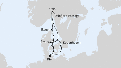 Routenverlauf Skandinavische Highlights ab Kiel
