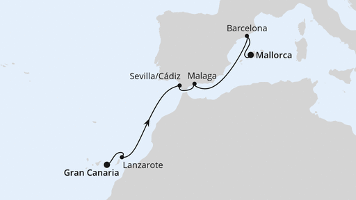 Routenverlauf Kanaren & Andalusien ab Gran Canaria 1