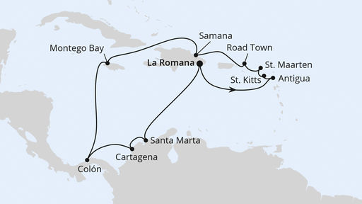 Routenverlauf Karibik & Mittelamerika ab Dominikanische Republik