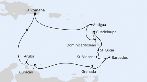 Routenverlauf Karibische Inseln ab Dominikanische Republik