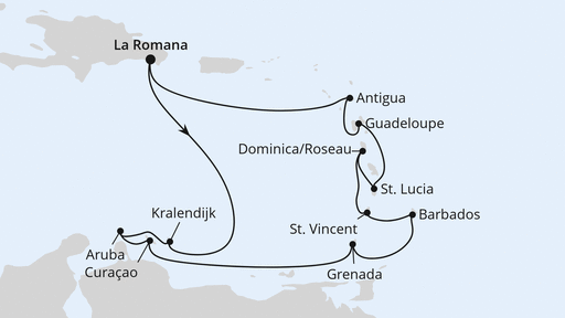 Routenverlauf Karibische Inseln ab Dominikanische Republik