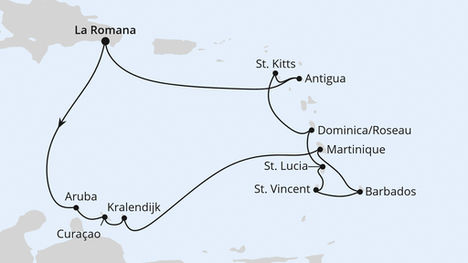 Routenverlauf Karibische Inseln ab Dominikanische Republik