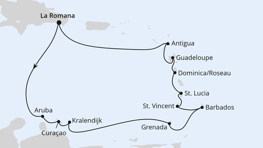 Routenverlauf Karibische Inseln ab Dominikanische Republik