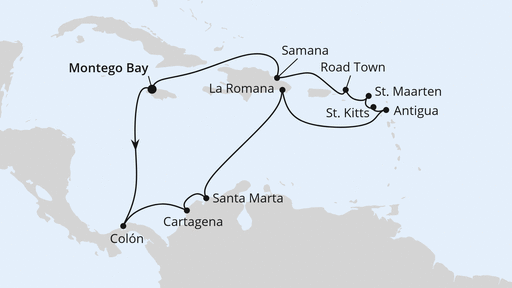 Routenverlauf Karibik & Mittelamerika ab Jamaika