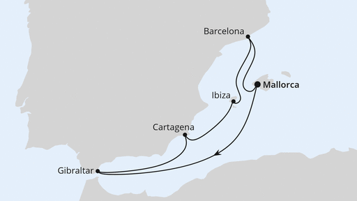 Routenverlauf Mediterrane Schätze mit Gibraltar ab Mallorca