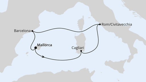 Routenverlauf Mediterrane Schätze mit Sardinien ab Mallorca