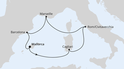 Routenverlauf Mediterrane Schätze mit Sardinien ab Mallorca