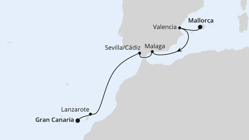 Routenverlauf Von Mallorca nach Gran Canaria 2