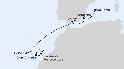 Routenverlauf Andalusien & Kanaren ab Mallorca 2