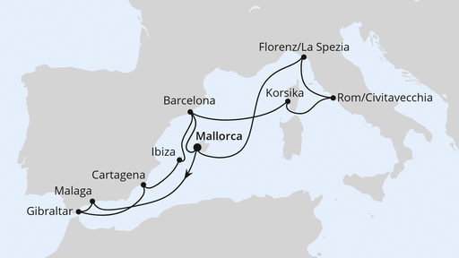 Routenverlauf Große Mittelmeer-Reise ab Mallorca 2