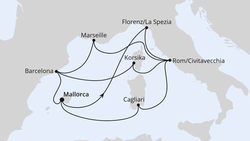 Routenverlauf Große Mittelmeer-Reise ab Mallorca 1