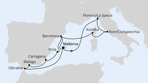 Routenverlauf Große Mittelmeer-Reise ab Mallorca 2