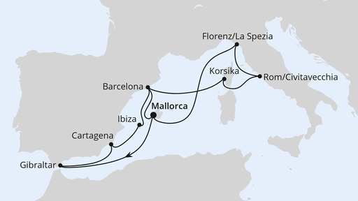 Routenverlauf Große Mittelmeer-Reise ab Mallorca 2