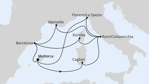 Routenverlauf Große Mittelmeer-Reise ab Mallorca 1