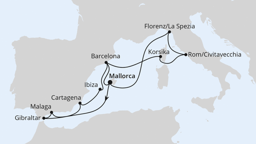 Routenverlauf Große Mittelmeer-Reise ab Mallorca 2