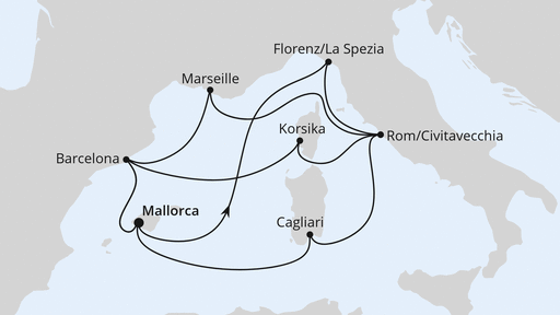 Routenverlauf Große Mittelmeer-Reise ab Mallorca 1