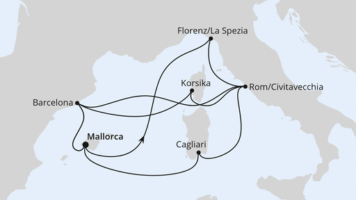 Routenverlauf Große Mittelmeer-Reise ab Mallorca 1
