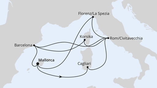 Routenverlauf Große Mittelmeer-Reise ab Mallorca 1