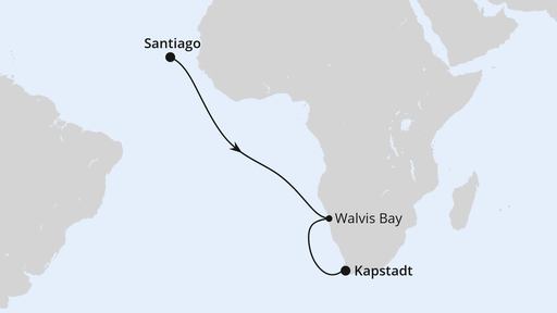 Routenverlauf Von den Kapverden über Namibia nach Kapstadt