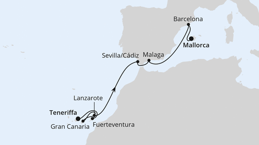 Routenverlauf Kanaren & Andalusien ab Teneriffa 2