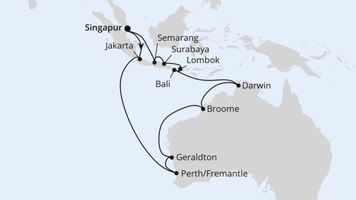 Routenverlauf Australien, Indonesien & Singapur