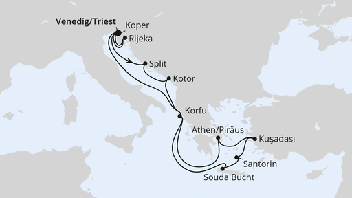 Routenverlauf Adria & Griechenland ab Triest 1