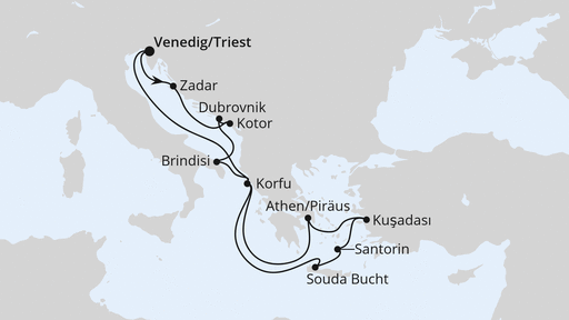 Routenverlauf Adria & Griechenland ab Triest 1