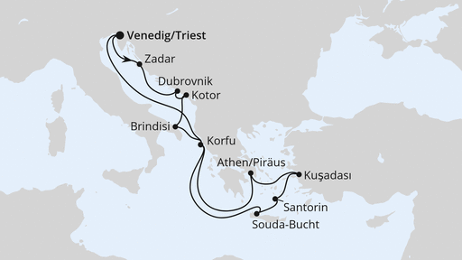 Routenverlauf Adria & Griechenland ab Triest 1