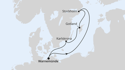 Die Routenkarte der Kreuzfahrt Kurzreise nach Schweden 1