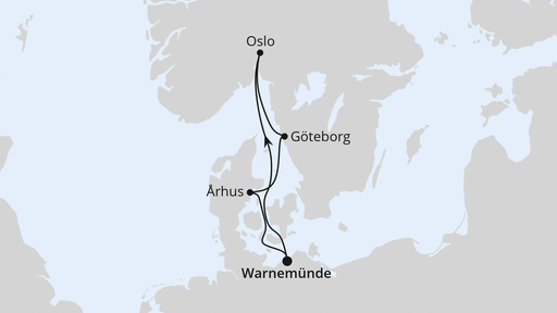 Routenverlauf Kurzreise nach Skandinavien