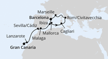 Route: Von Barcelona nach Gran Canaria mit AIDAcosma