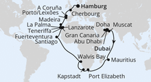 Route: Weltenbummler Kanaren, Südafrika & Mauritius mit AIDAprima