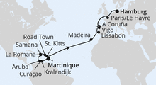 Route: Von Martinique nach Hamburg 1 mit AIDAluna