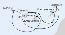 Route: Kanarische Inselwelt mit La Gomera mit AIDAblu