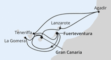 Route: Kanarische Inselwelt & Marokko mit AIDAbella