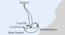 Route: Kanarische Inselwelt & Madeira mit AIDAbella